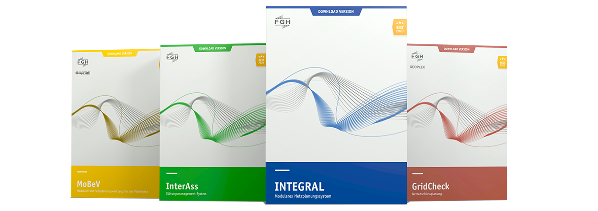Die Softwareprodukte der FGH nebeneinander aufgereiht Die Softwareprodukte der FGH nebeneinander aufgereiht